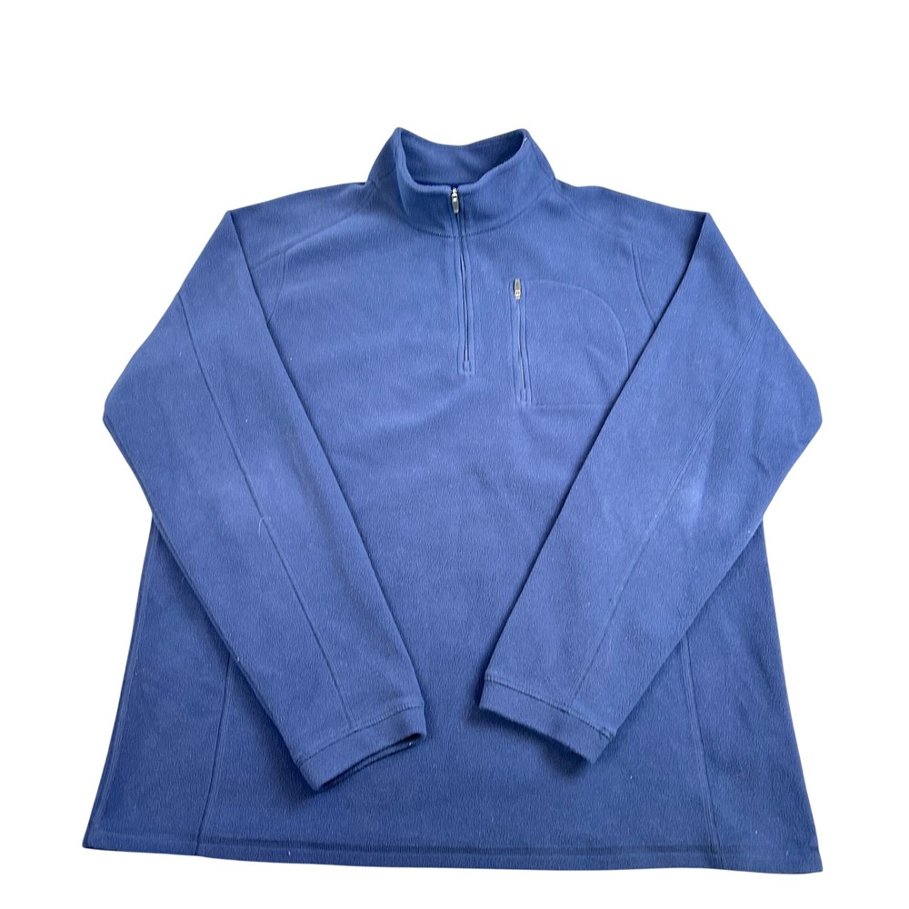 LL Bean Men's XL Tall Trail Fleece 1/4 Zip Pullover Mock Neck Warm Navy Blue